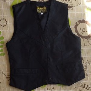 Genuine Leather Vest - Hudson Leather - Black Size Small
